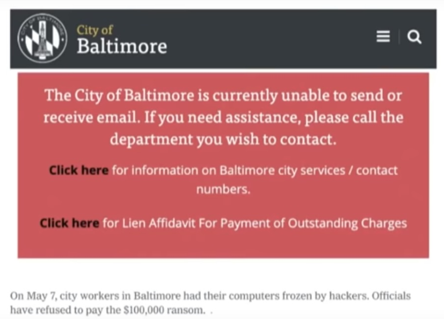 Hackers hold Baltimore Hostage for $100K